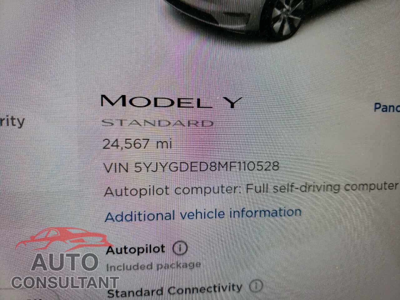 TESLA MODEL Y 2021 - 5YJYGDED8MF110528
