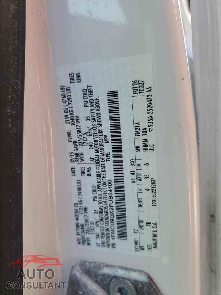 FORD ESCAPE 2015 - 1FMCU9GX2FUB64100