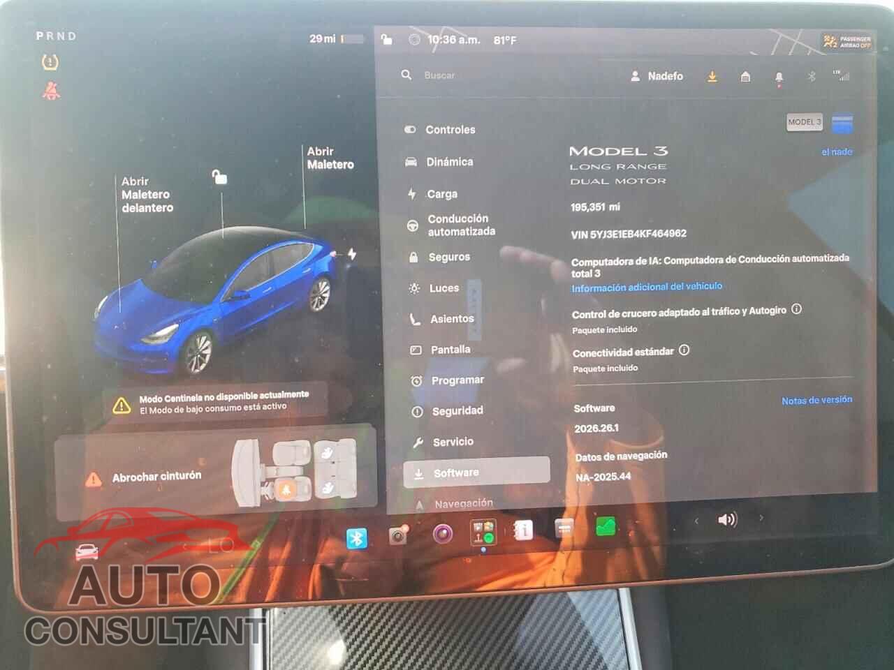 TESLA MODEL 3 2019 - 5YJ3E1EB4KF464962