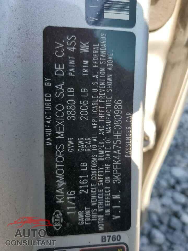 KIA FORTE 2017 - 3KPFK4A75HE080986