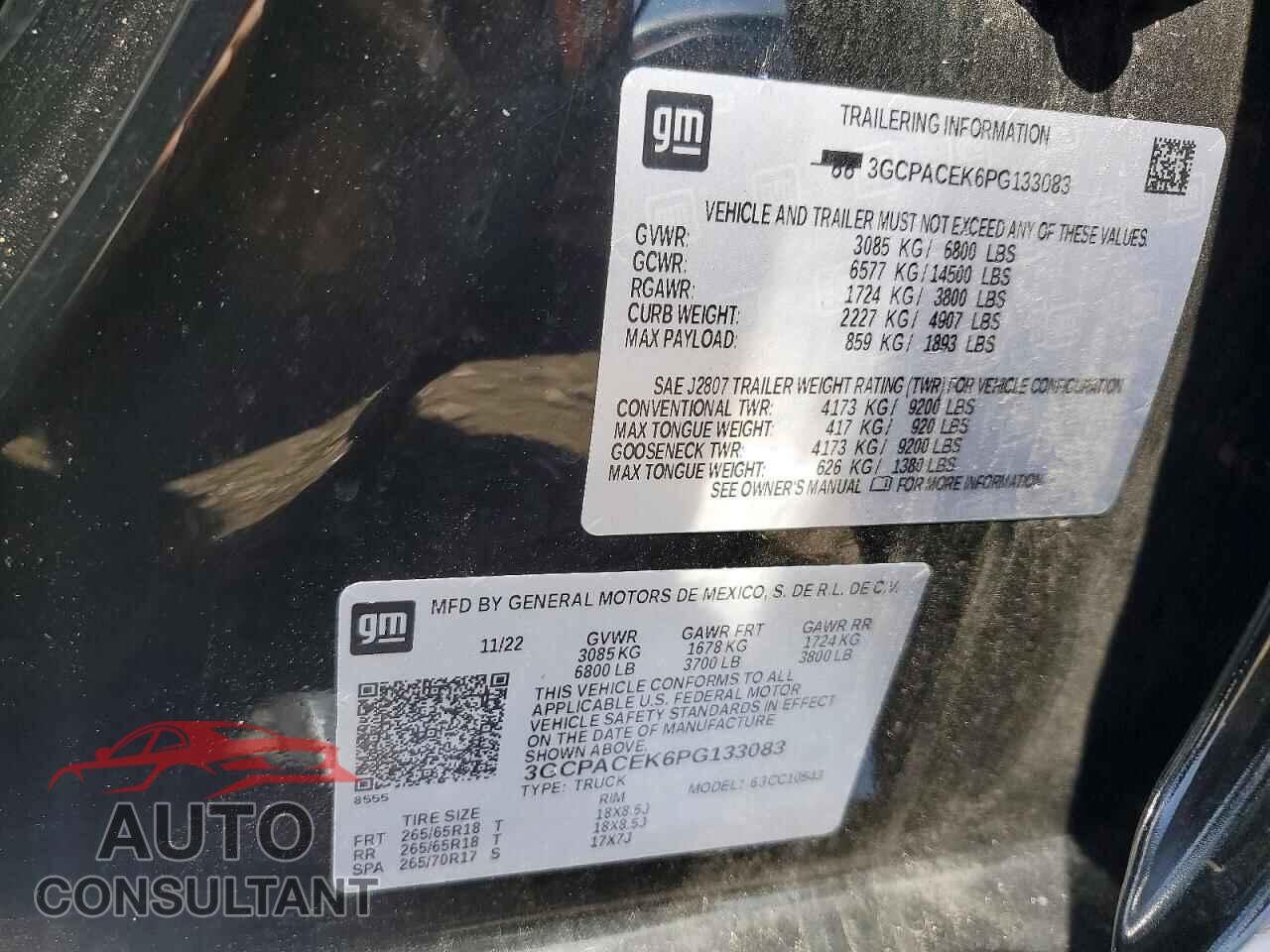 CHEVROLET SILVERADO 2023 - 3GCPACEK6PG133083