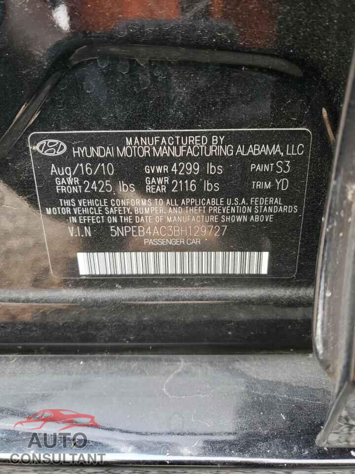 HYUNDAI SONATA 2011 - 5NPEB4AC3BH129727