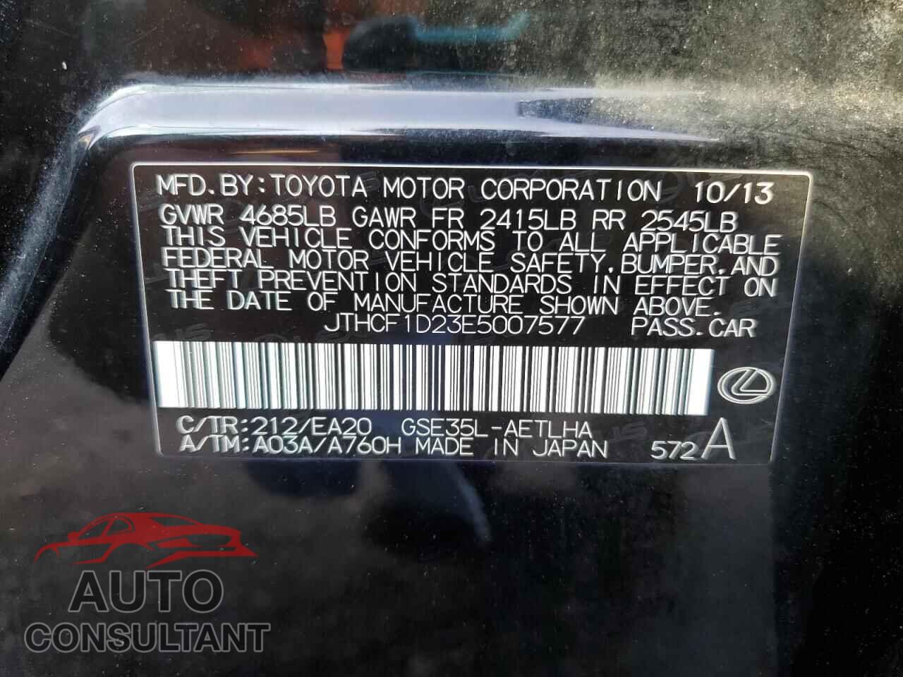 LEXUS IS 2014 - JTHCF1D23E5007577