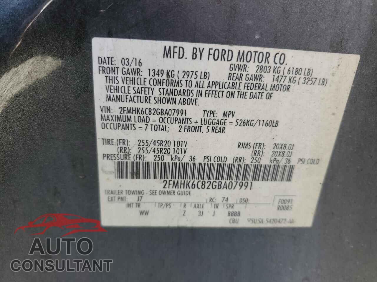 FORD FLEX 2016 - 2FMHK6C82GBA07991