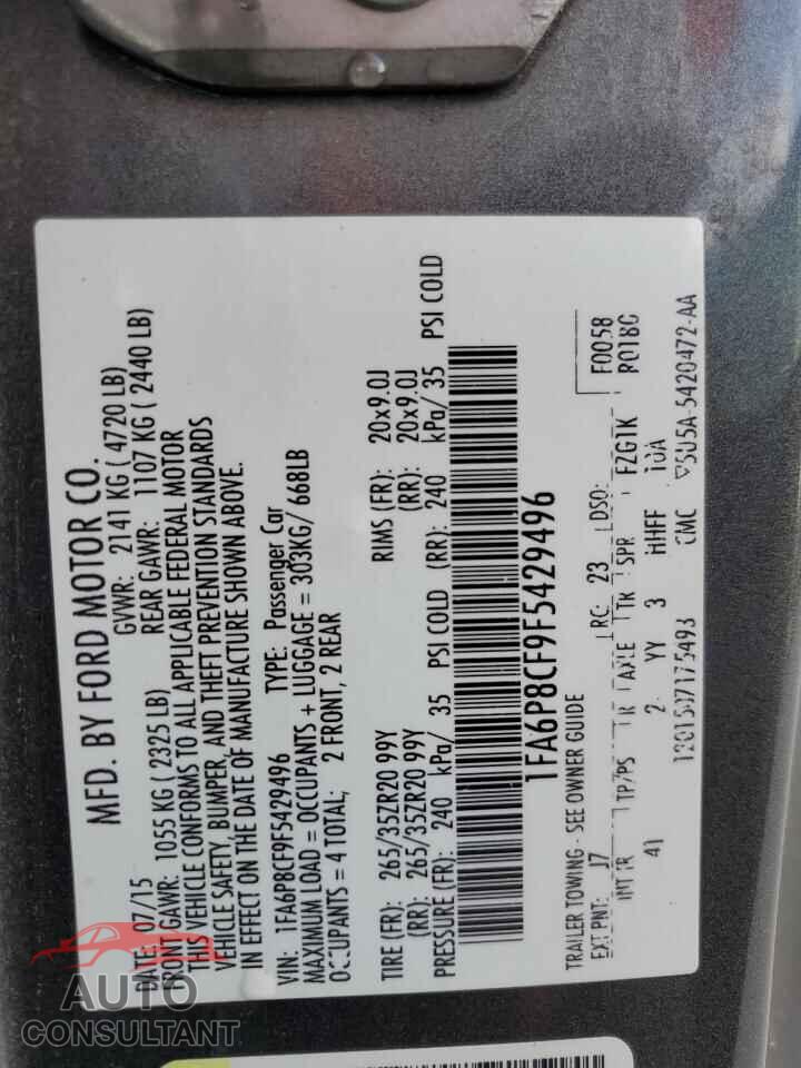 FORD MUSTANG 2015 - 1FA6P8CF9F5429496
