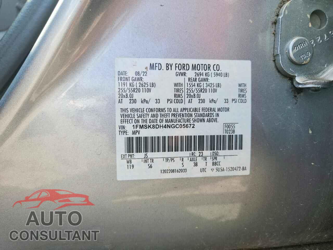 FORD EXPLORER 2022 - 1FMSK8DH4NGC05672