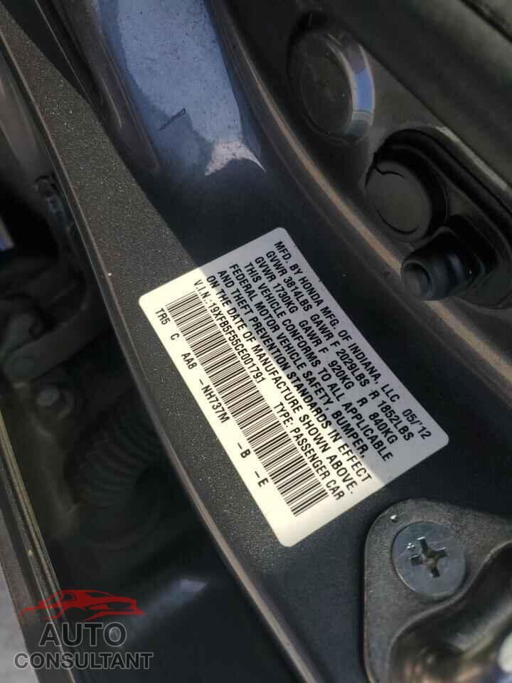 HONDA CIVIC 2012 - 19XFB5F55CE001791