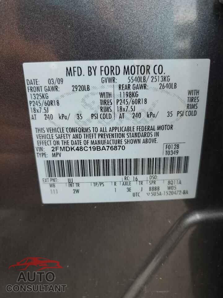 FORD EDGE 2009 - 2FMDK48C19BA76870