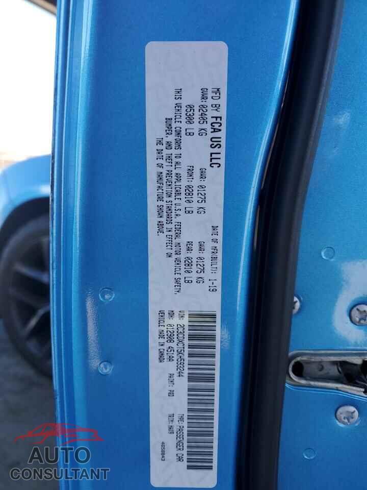 DODGE CHARGER 2019 - 2C3CDXCT5KH593244