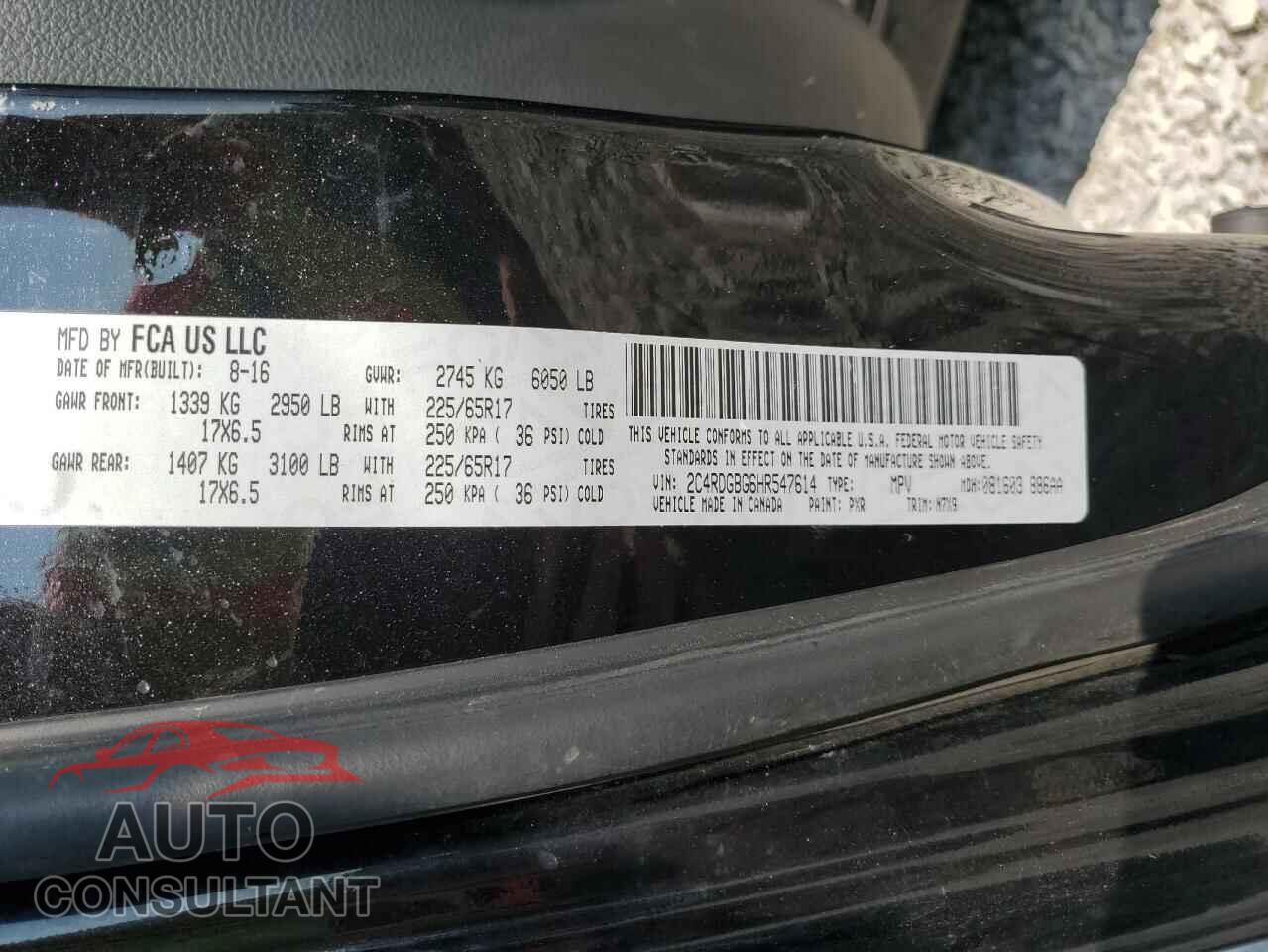 DODGE CARAVAN 2017 - 2C4RDGBG6HR547614
