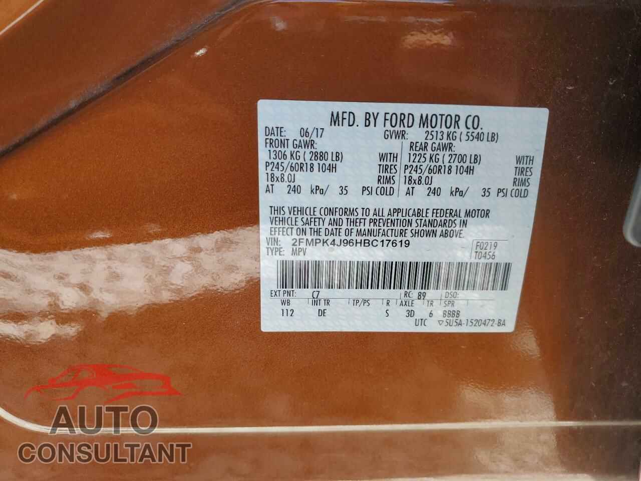FORD EDGE 2017 - 2FMPK4J96HBC17619