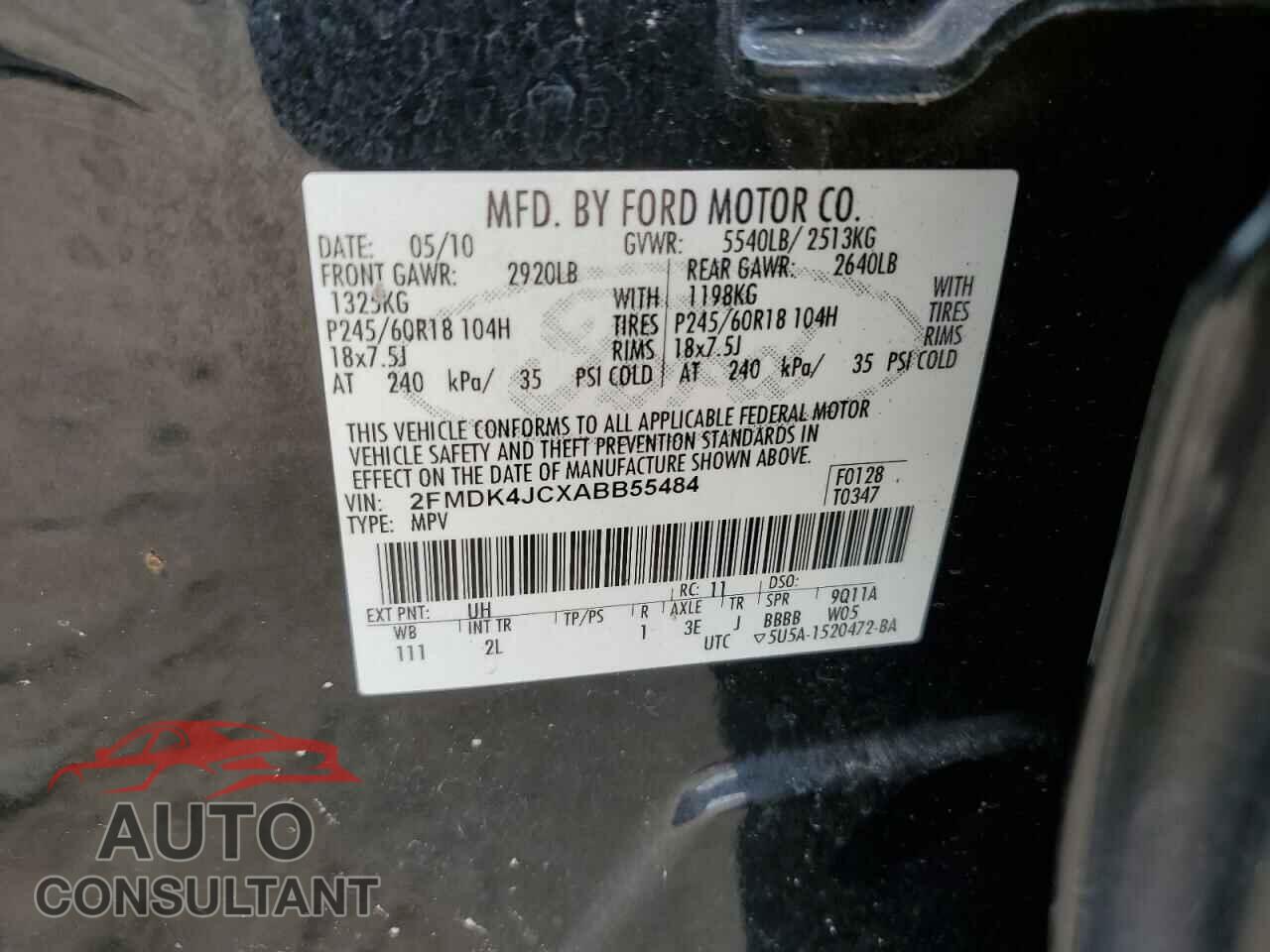 FORD EDGE 2010 - 2FMDK4JCXABB55484