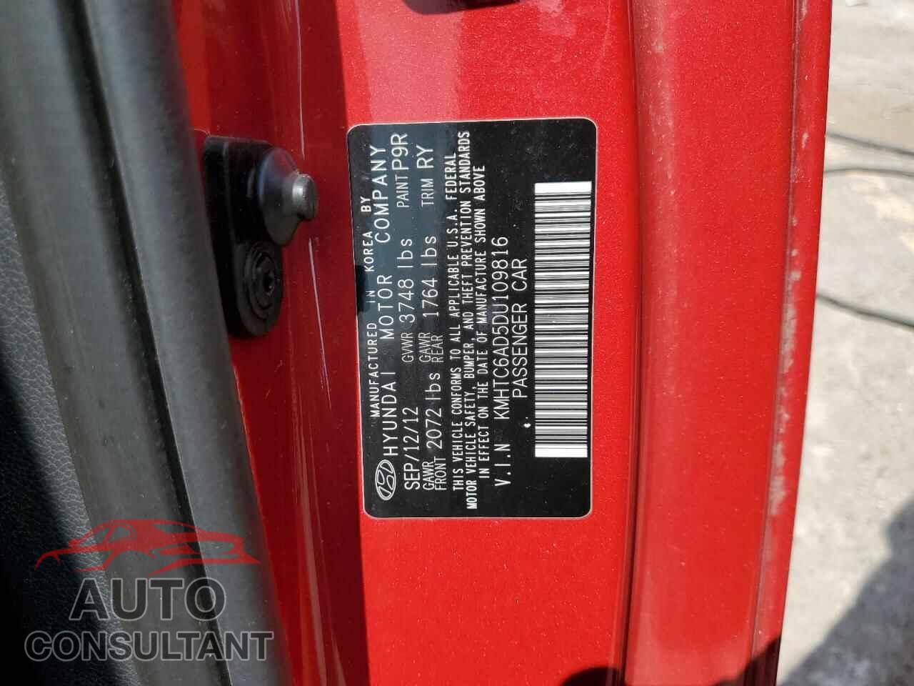 HYUNDAI VELOSTER 2013 - KMHTC6AD5DU109816