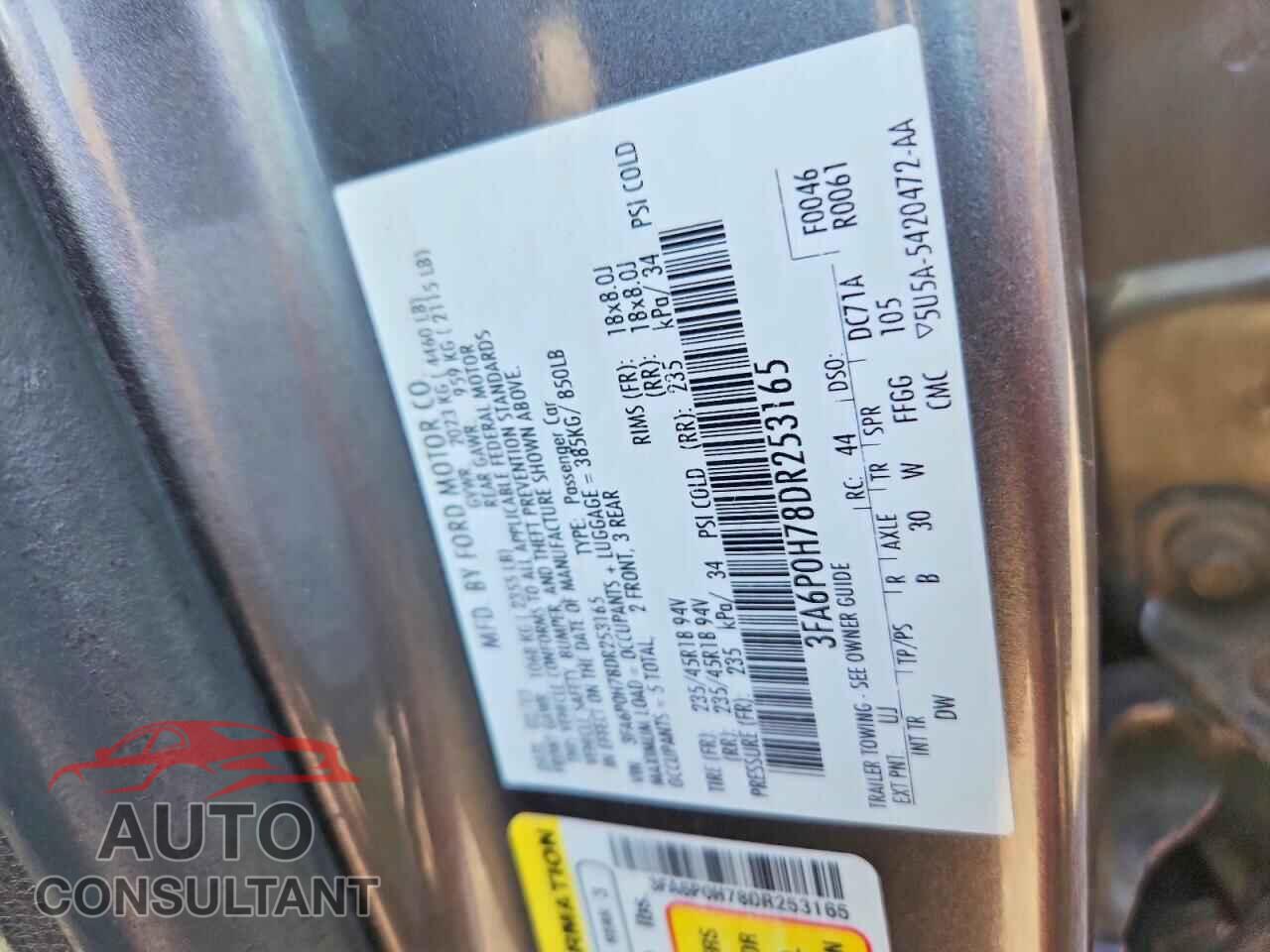 FORD FUSION 2013 - 3FA6P0H78DR253165