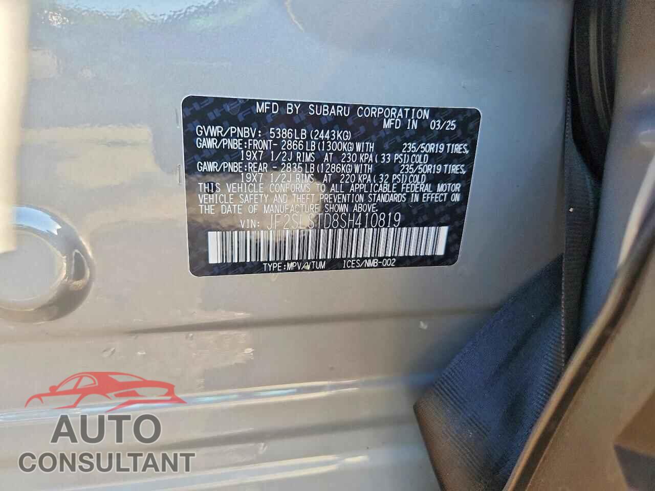 SUBARU FORESTER 2025 - JF2SLSTD8SH410819