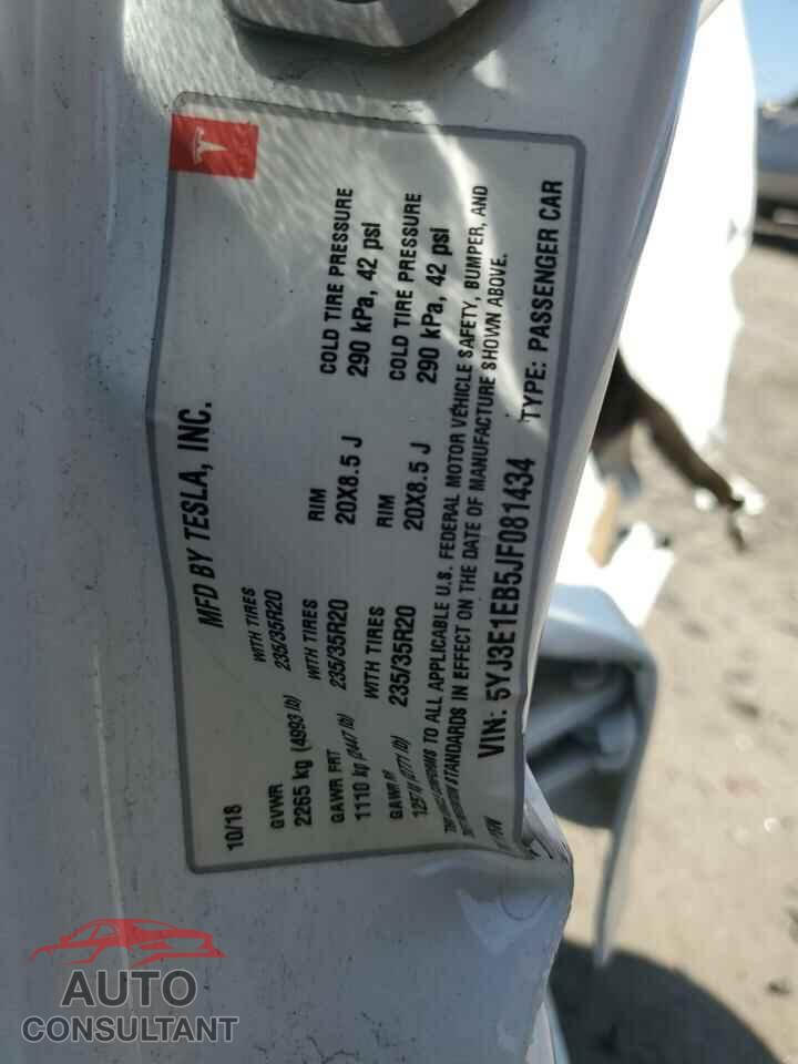 TESLA MODEL 3 2018 - 5YJ3E1EB5JF081434