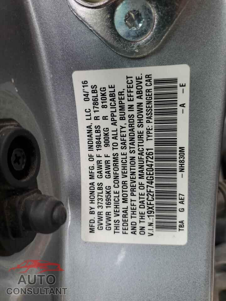 HONDA CIVIC 2016 - 19XFC2F74GE047261