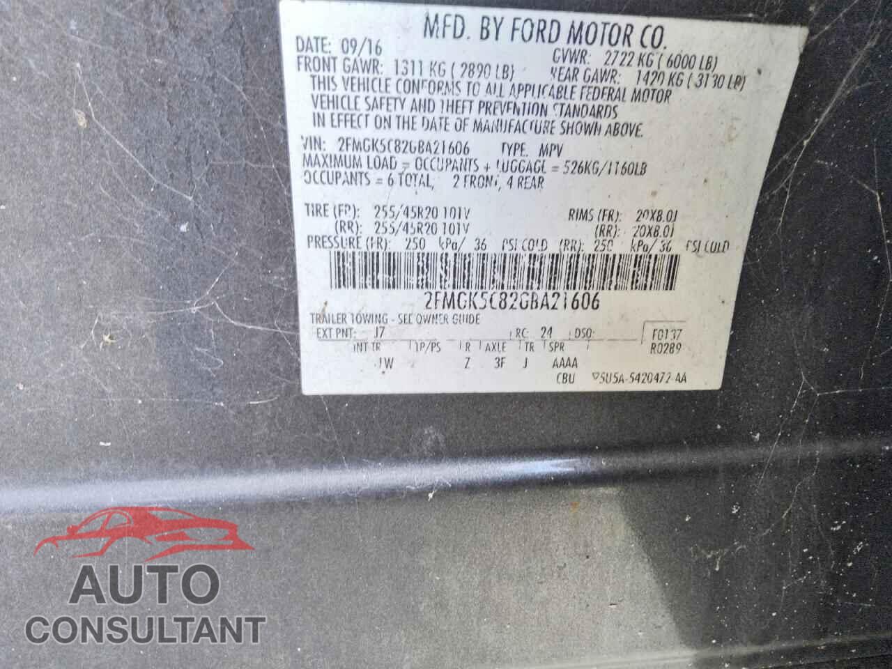 FORD FLEX 2016 - 2FMGK5C82GBA21606