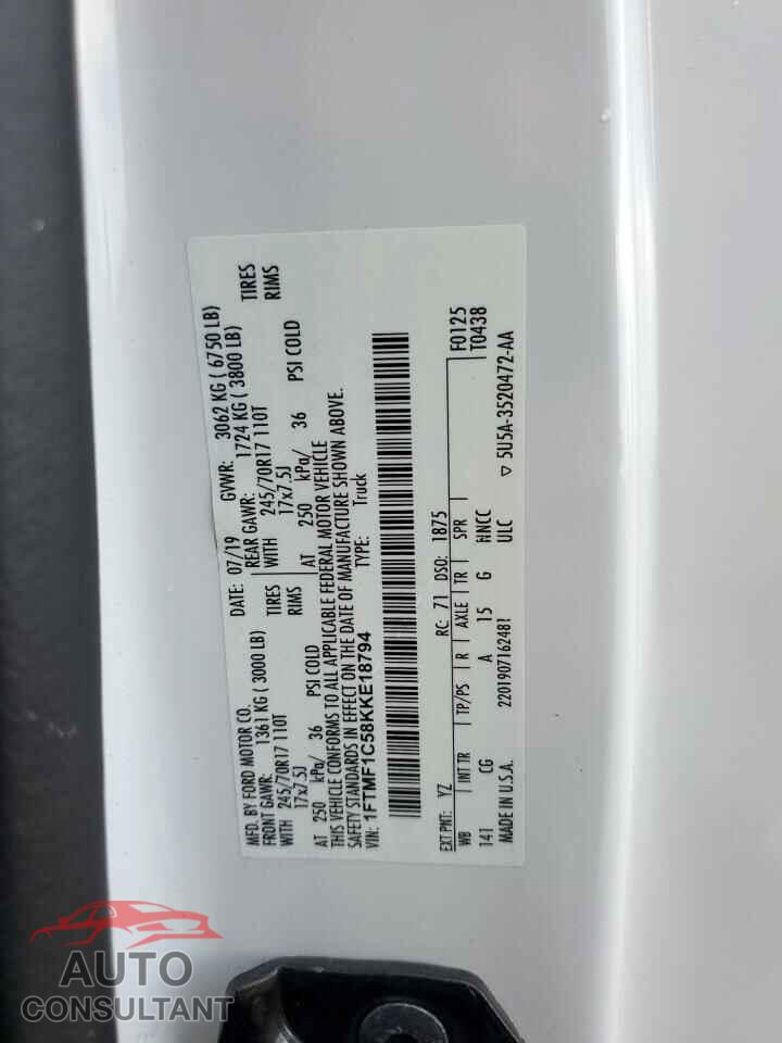 FORD All Models 2019 - 1FTMF1C58KKE18794