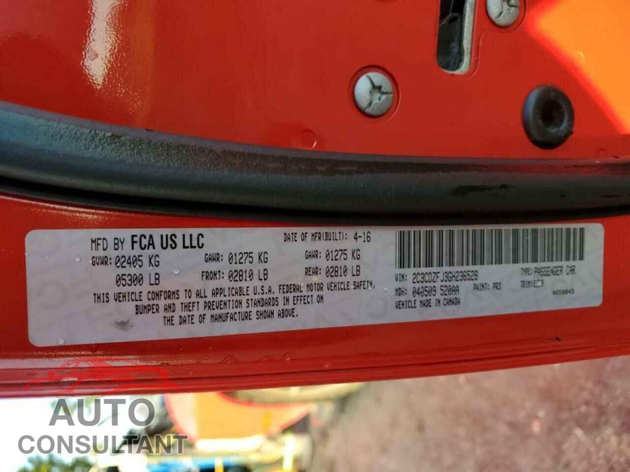 DODGE CHALLENGER 2016 - 2C3CDZFJ3GH236528