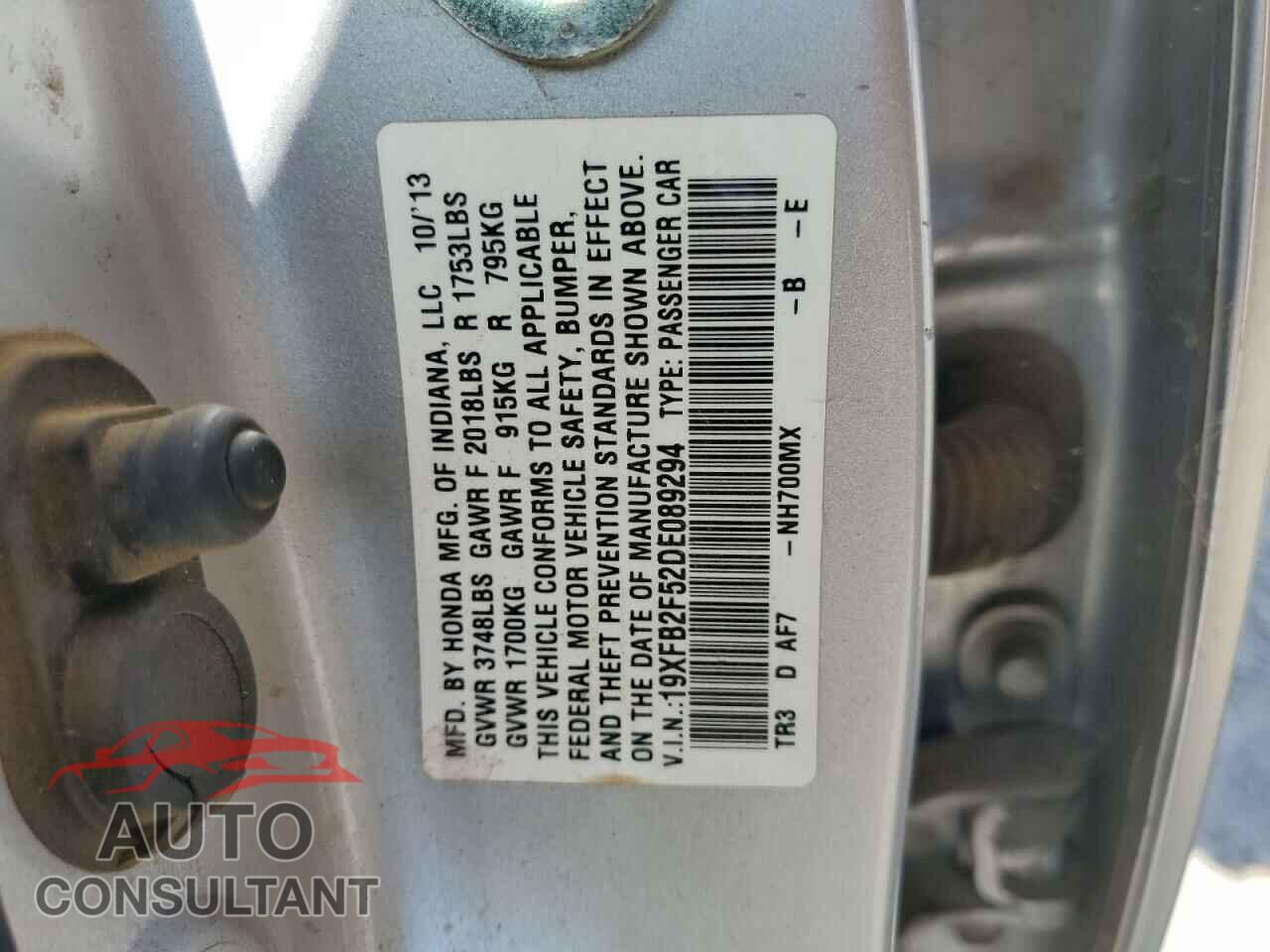 HONDA CIVIC 2013 - 19XFB2F52DE089294