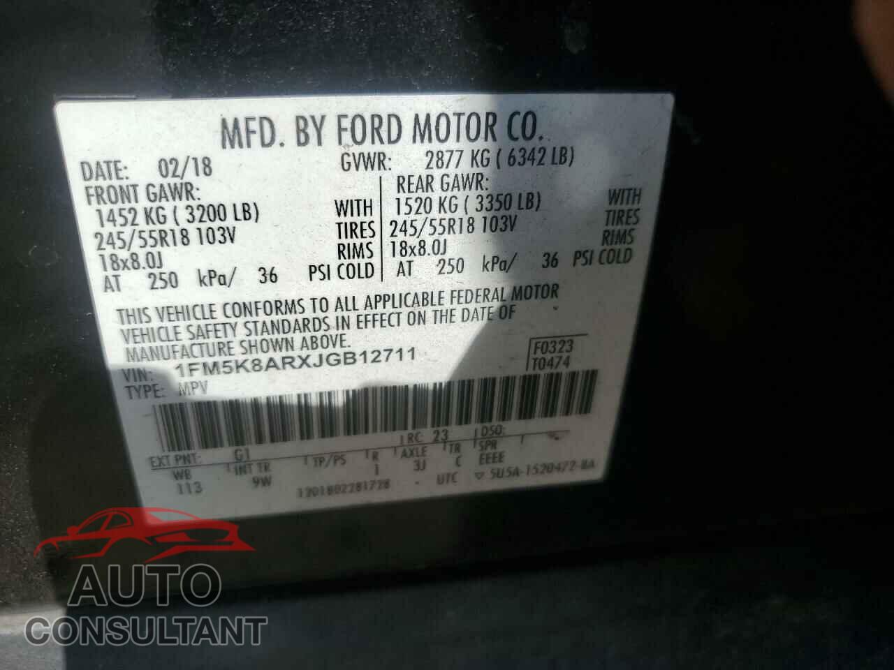 FORD EXPLORER 2018 - 1FM5K8ARXJGB12711