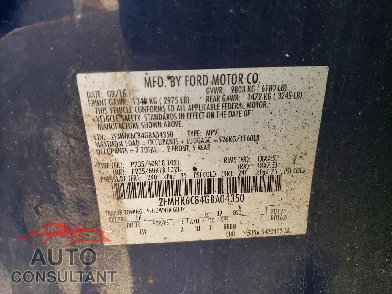 FORD FLEX 2016 - 2FMHK6C84GBA04350