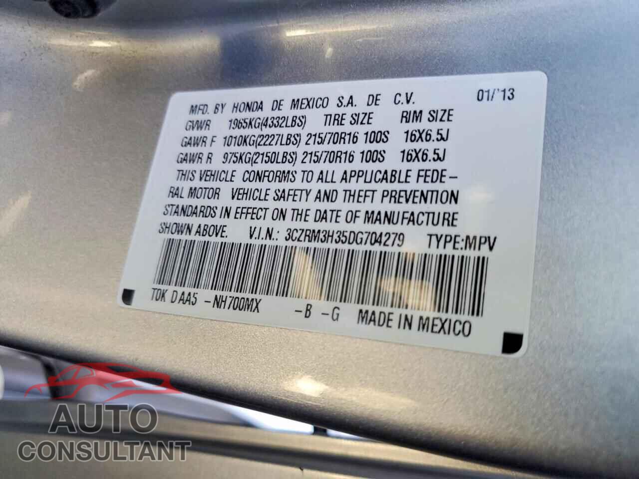 HONDA CRV 2013 - 3CZRM3H35DG704279