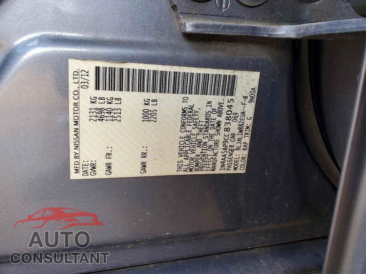 NISSAN MAXIMA 2012 - 1N4AA5AP9CC838045