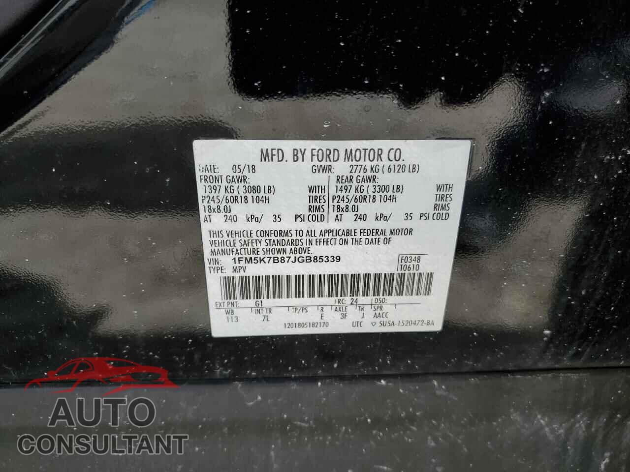 FORD EXPLORER 2018 - 1FM5K7BB7JGB85339