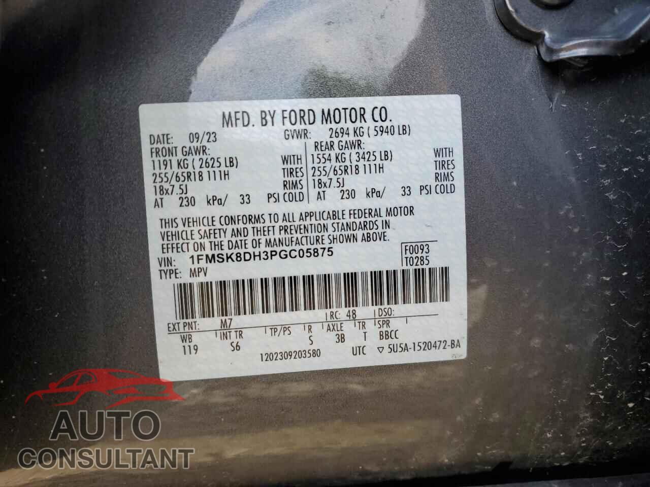 FORD EXPLORER 2023 - 1FMSK8DH3PGC05875