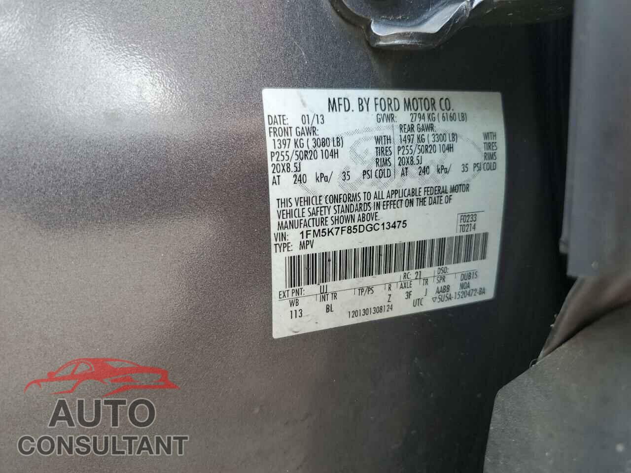 FORD EXPLORER 2013 - 1FM5K7F85DGC13475