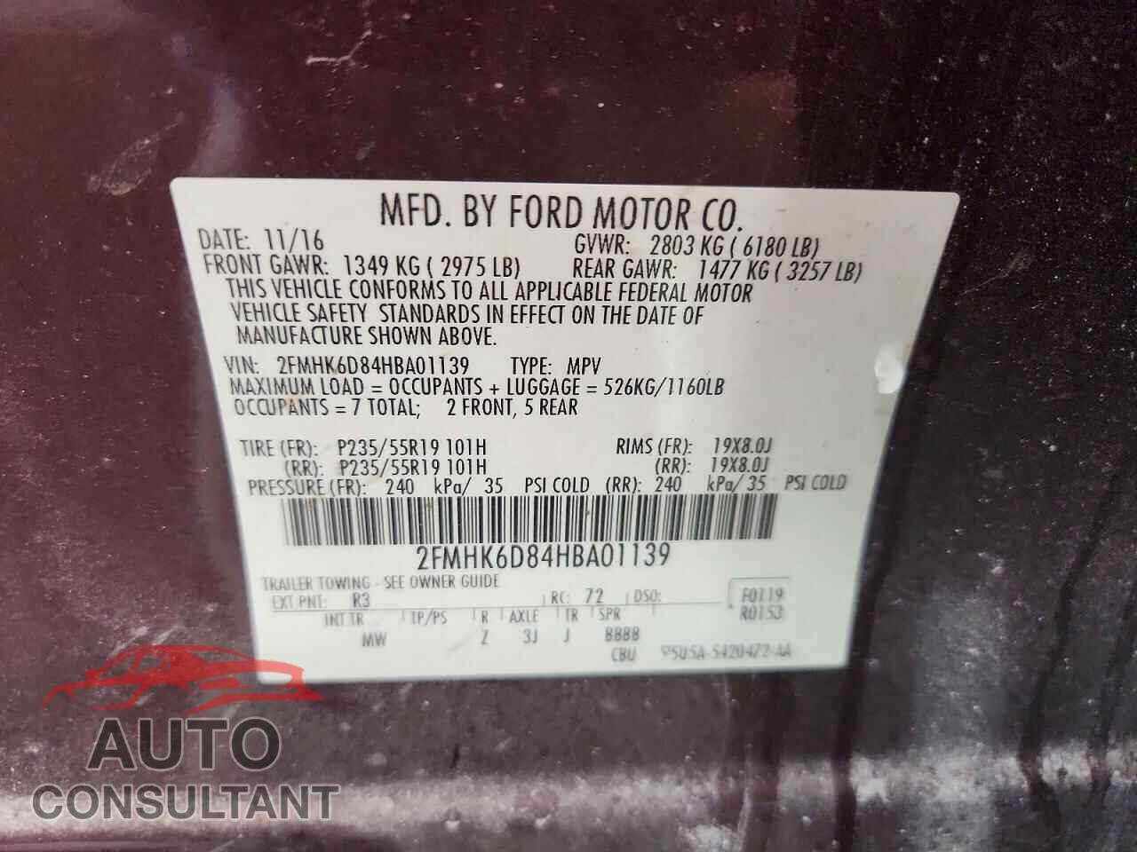 FORD FLEX 2017 - 2FMHK6D84HBA01139
