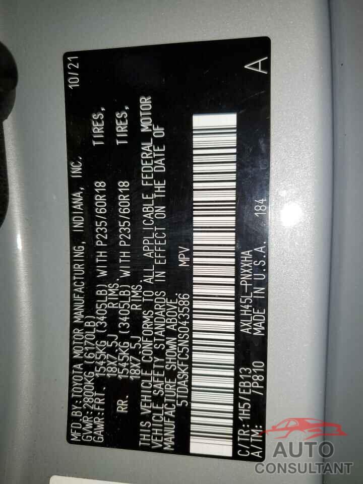 TOYOTA All Models 2022 - 5TDASKFC5NS043586