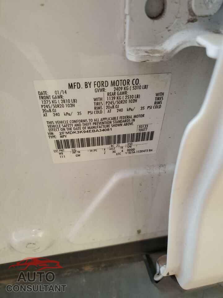 FORD EDGE 2014 - 2FMDK3K94EBA34081