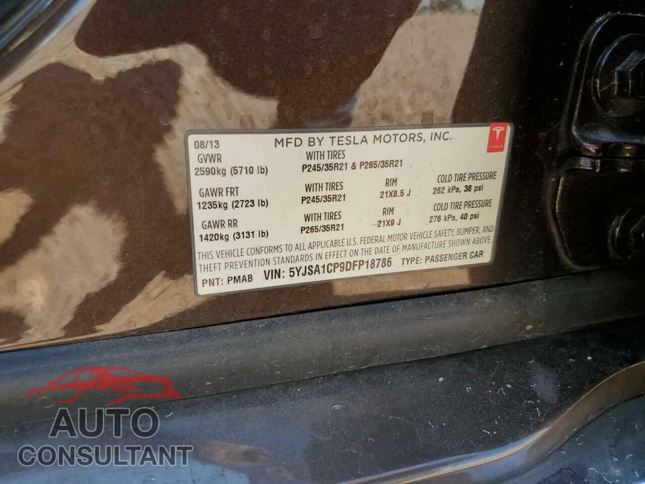 TESLA MODEL S 2013 - 5YJSA1CP9DFP18786