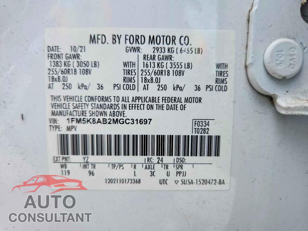 FORD EXPLORER 2021 - 1FM5K8AB2MGC31697