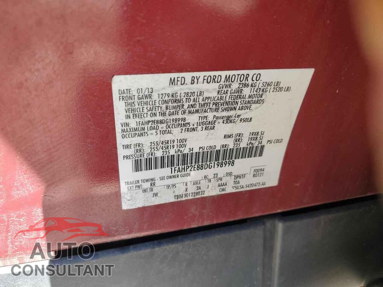 FORD TAURUS 2013 - 1FAHP2E88DG198998