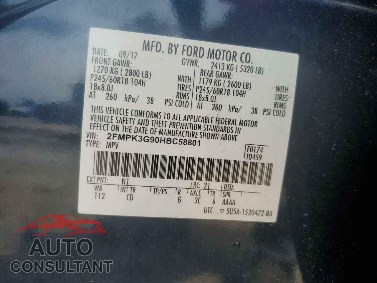 FORD EDGE 2017 - 2FMPK3G90HBC58801