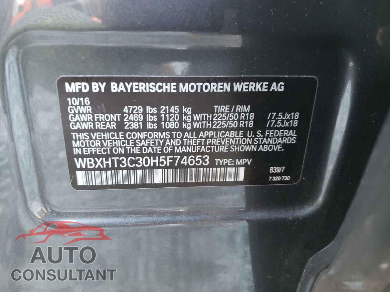 BMW X1 2017 - WBXHT3C30H5F74653