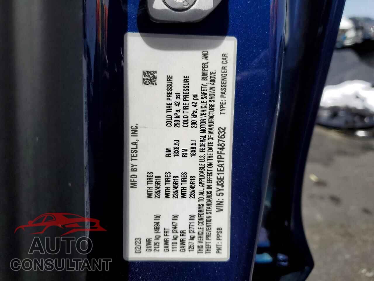 TESLA MODEL 3 2023 - 5YJ3E1EA1PF487632