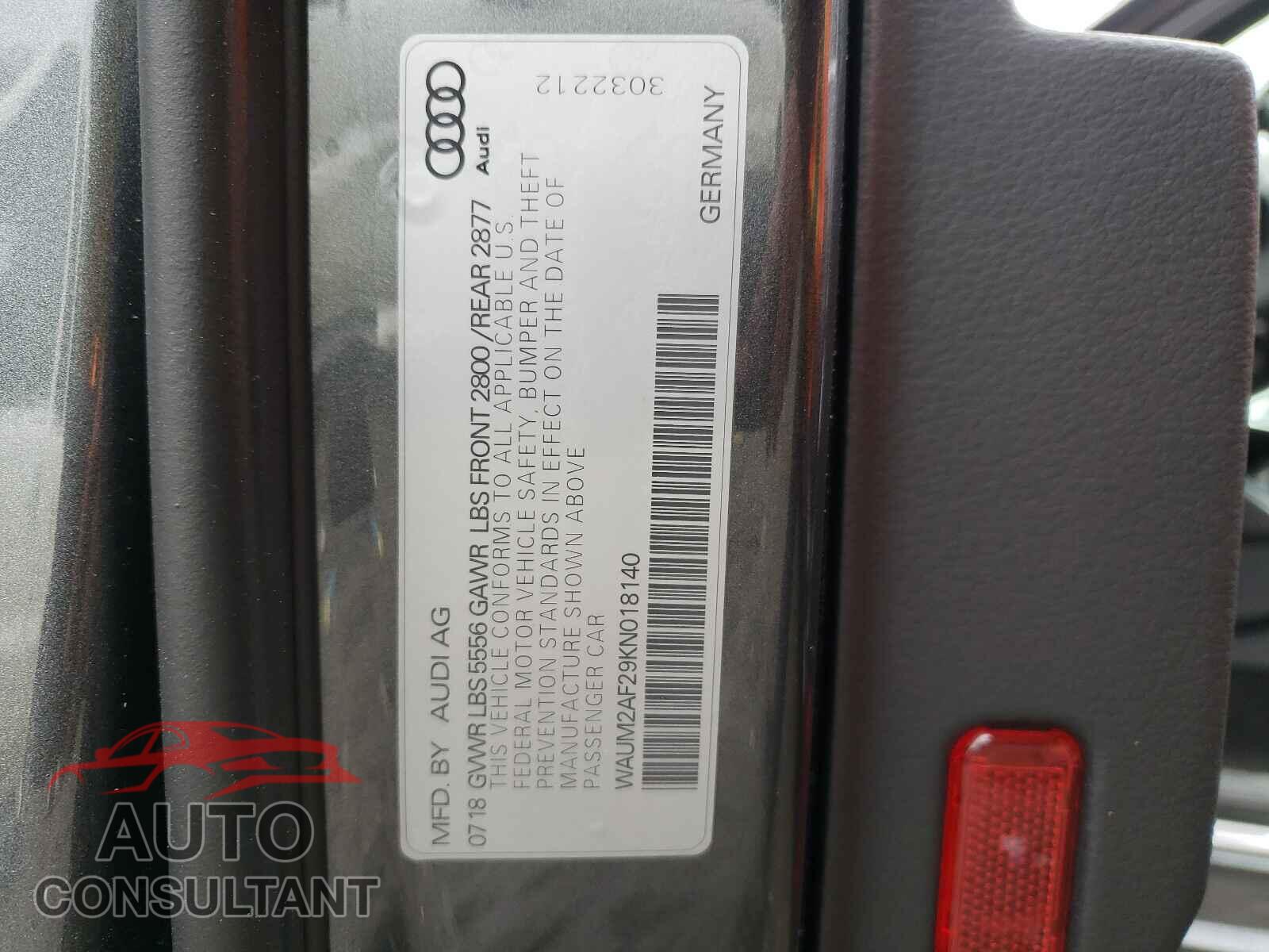 AUDI A6 2019 - WAUM2AF29KN018140