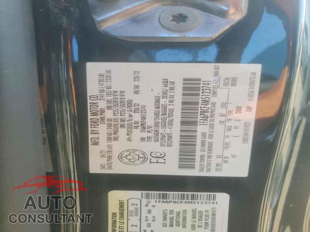 FORD MUSTANG 2021 - 1FA6P8CF4M5123741