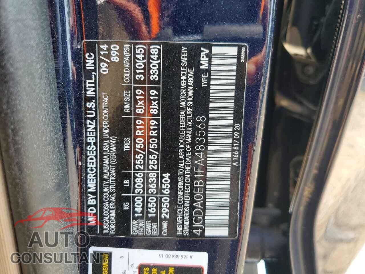 MERCEDES-BENZ M-CLASS 2015 - 4JGDA0EB1FA483568