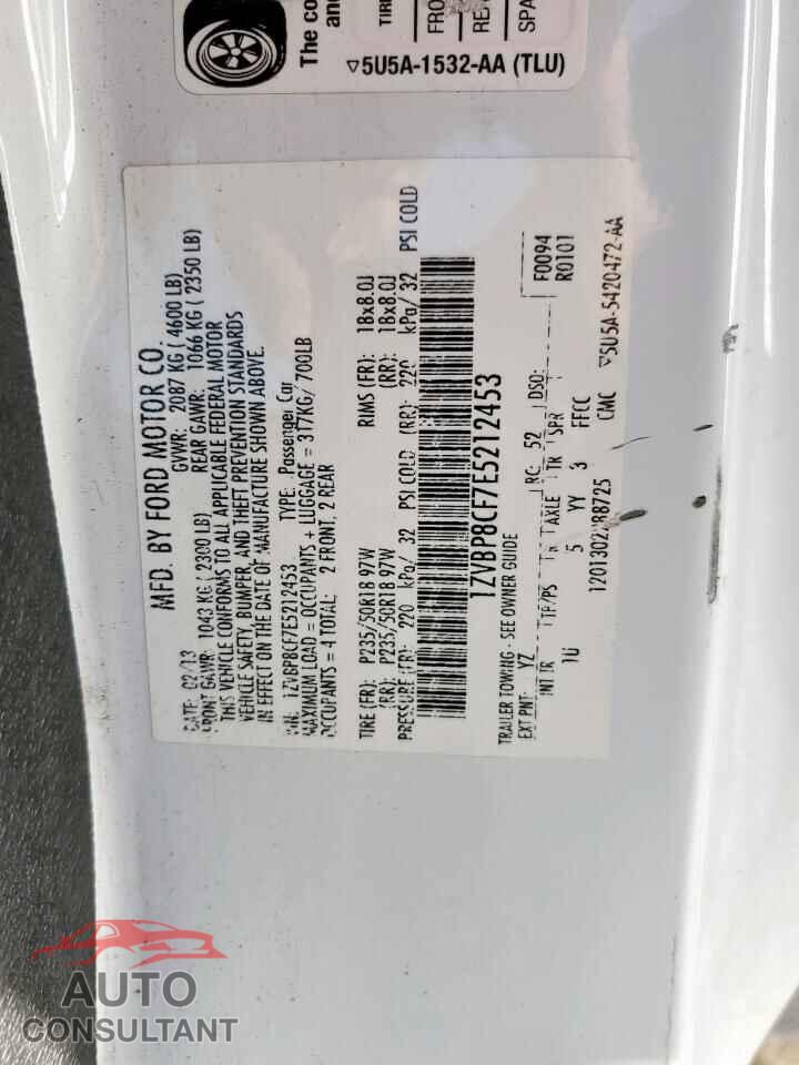 FORD MUSTANG 2014 - 1ZVBP8CF7E5212453