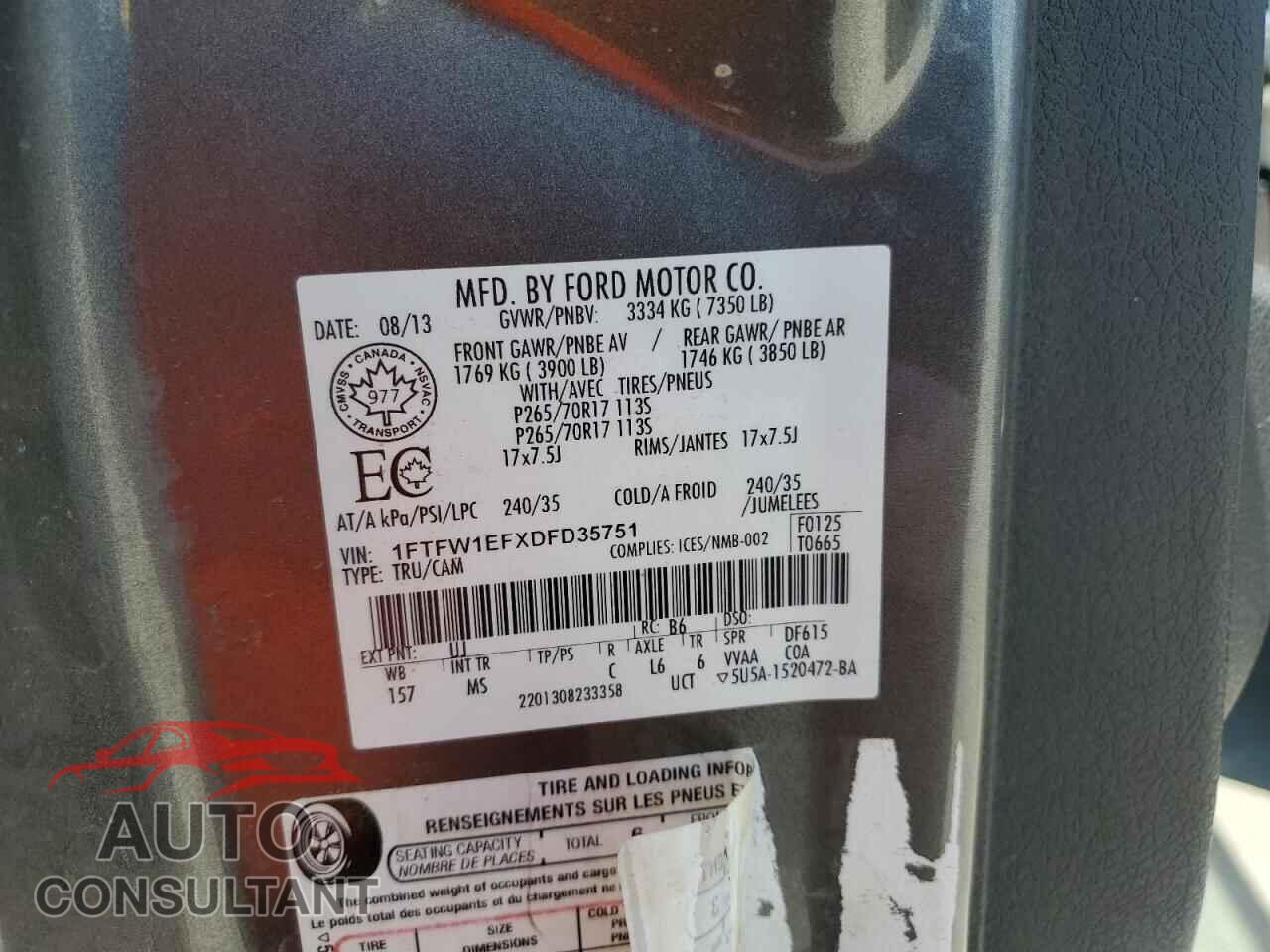 FORD F-150 2013 - 1FTFW1EFXDFD35751