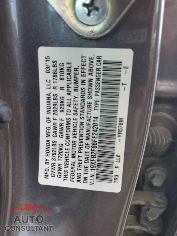 HONDA CIVIC 2015 - 19XFB2F86FE242014