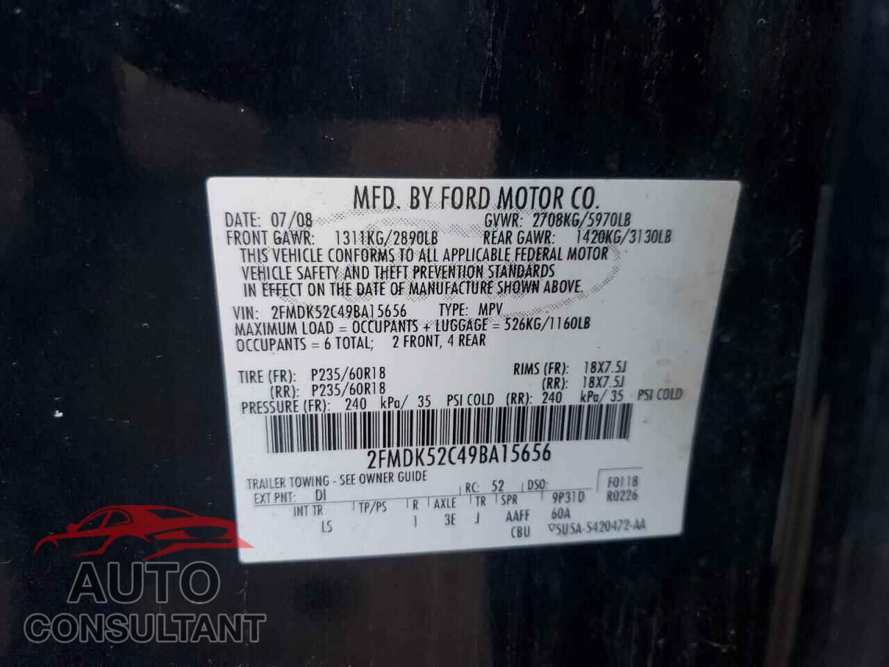 FORD FLEX 2009 - 2FMDK52C49BA15656