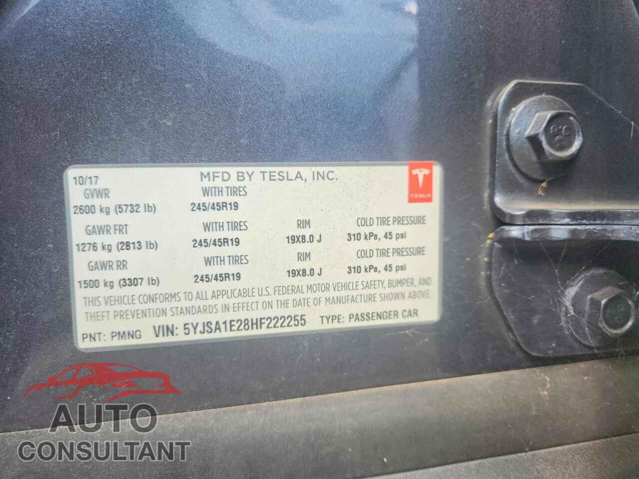 TESLA MODEL S 2017 - 5YJSA1E28HF222255