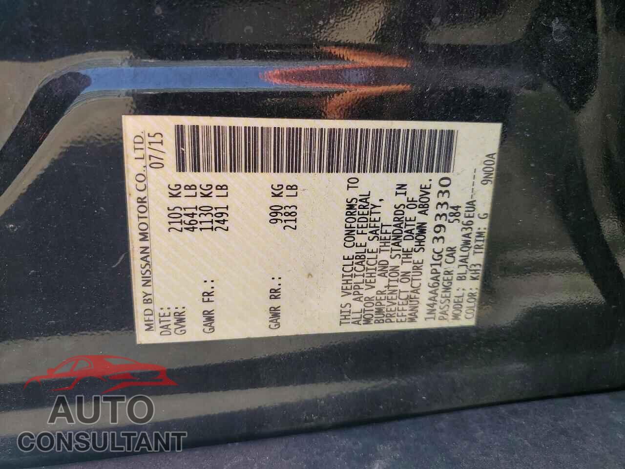 NISSAN MAXIMA 2016 - 1N4AA6AP1GC393330